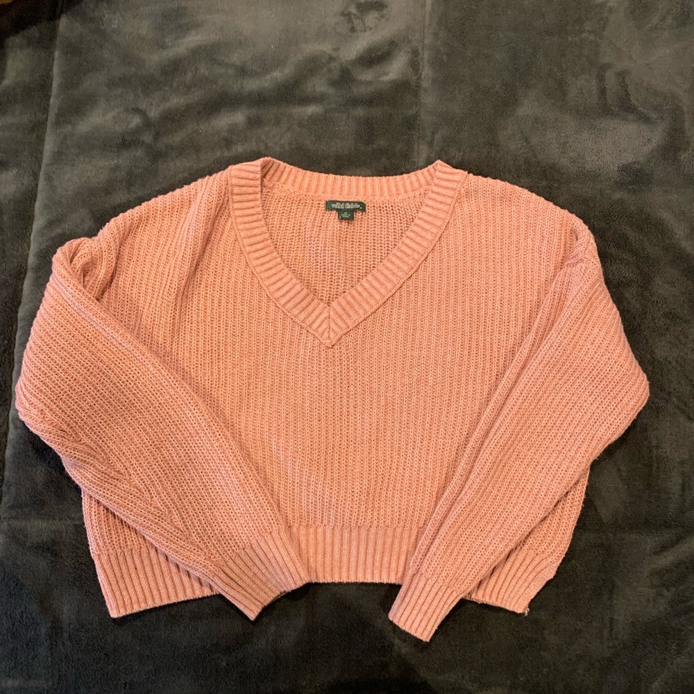 Pink target V-neck sweater
